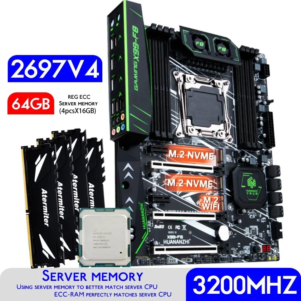 HUANANZHI X99 F8 X99 Motherboa - 64Gb Ddr4 Ecc Reg 3200Mhz ulasan dan harga